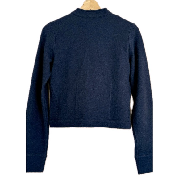 SPARROW Ruffle,Button Snap Front, Wool Cardigan Sweater in Navy Blue Sz M - Picture 4 of 8